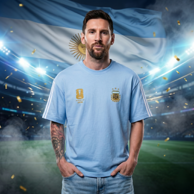 Premium Argentina Fan Edition Drop Shoulder Sky Color